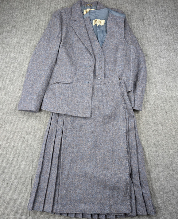 the edinburgh woollen mill Jackets & Blazers - Edinburg Woollen Mill Skirt Suit Set Women 10 3 Piece Vintage Blue Pleated Retro